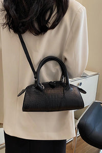 Stylish new 6 colors crocodile pattern pu zip-up crossbody handbag