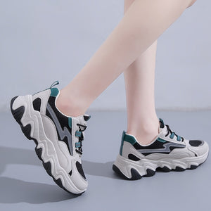 New two colors thick bottom breathable casual sneakers(heel height:5cm)