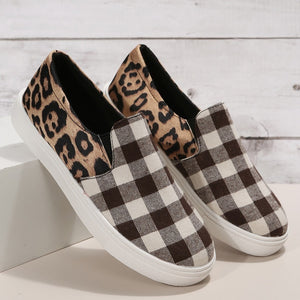 New 2 colors leopard & plaid pattern canvas fabric stylish all-match shoes
