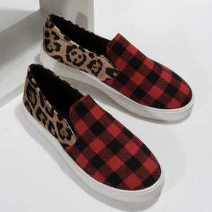 New 2 colors leopard & plaid pattern canvas fabric stylish all-match shoes