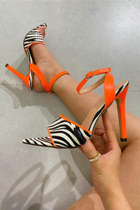 New 2 colors pointed zebra print stylish high-heel sandals(heel height:11.5cm)