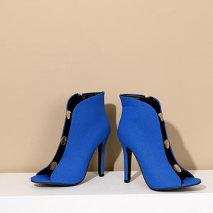 Stylish 4 colors side zip-up high-heel sandals boots(heel height:11cm)