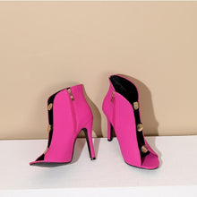 Load image into Gallery viewer, Stylish 4 colors side zip-up high-heel sandals boots(heel height:11cm)