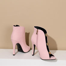 Load image into Gallery viewer, Stylish 4 colors side zip-up high-heel sandals boots(heel height:11cm)