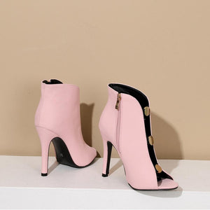 Stylish 4 colors side zip-up high-heel sandals boots(heel height:11cm)