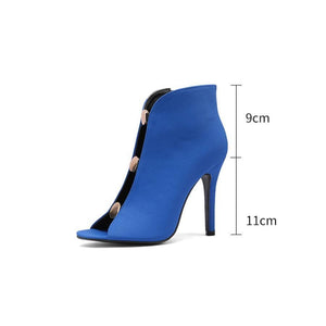 Stylish 4 colors side zip-up high-heel sandals boots(heel height:11cm)