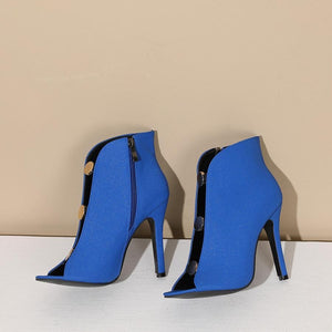 Stylish 4 colors side zip-up high-heel sandals boots(heel height:11cm)