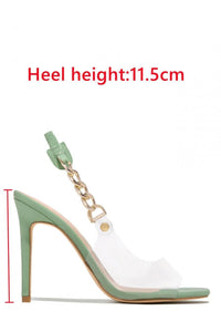 Sexy transparent metal chain high-heel sandals(heel height:11.5cm)