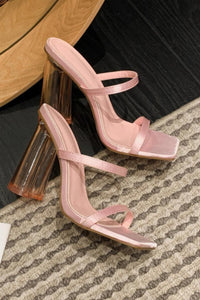 Stylish two colors square toe high-heel sandals(heel height:10.5cm)