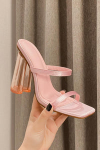 Stylish two colors square toe high-heel sandals(heel height:10.5cm)