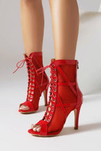 Load image into Gallery viewer, Sexy 3 colors mesh hollow lace-up back zip-up high-heel sandals boots