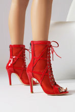 Load image into Gallery viewer, Sexy 3 colors mesh hollow lace-up back zip-up high-heel sandals boots