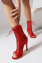 Load image into Gallery viewer, Sexy 3 colors mesh hollow lace-up back zip-up high-heel sandals boots