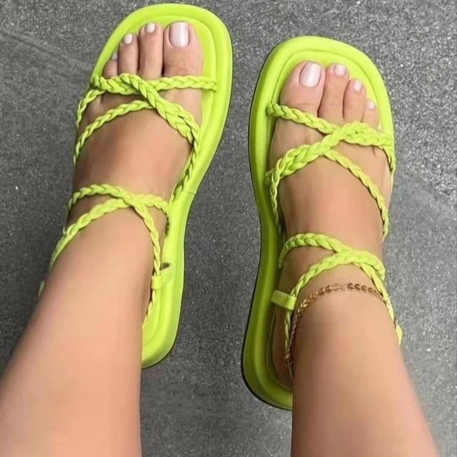 Stylish 5 colors weave hollow flat sandal