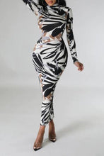 Load image into Gallery viewer, Glamybabes Sexy batch printing slim zip-up reversible midi dress AA017894 - Girlmerry.com