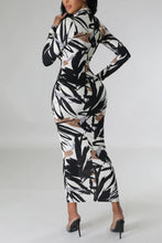 Load image into Gallery viewer, Glamybabes Sexy batch printing slim zip-up reversible midi dress AA017894 - Girlmerry.com