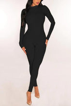 Load image into Gallery viewer, Glamybabes casual pure color high stretch zip-up ribbed knit slim playsuit